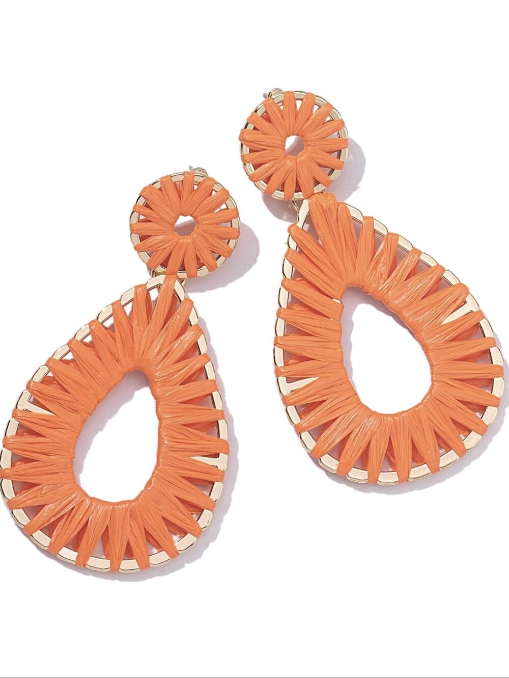 Boho Teardrop Raffia Dangle Earrings Statement Chunky Summer Beach Jewelry